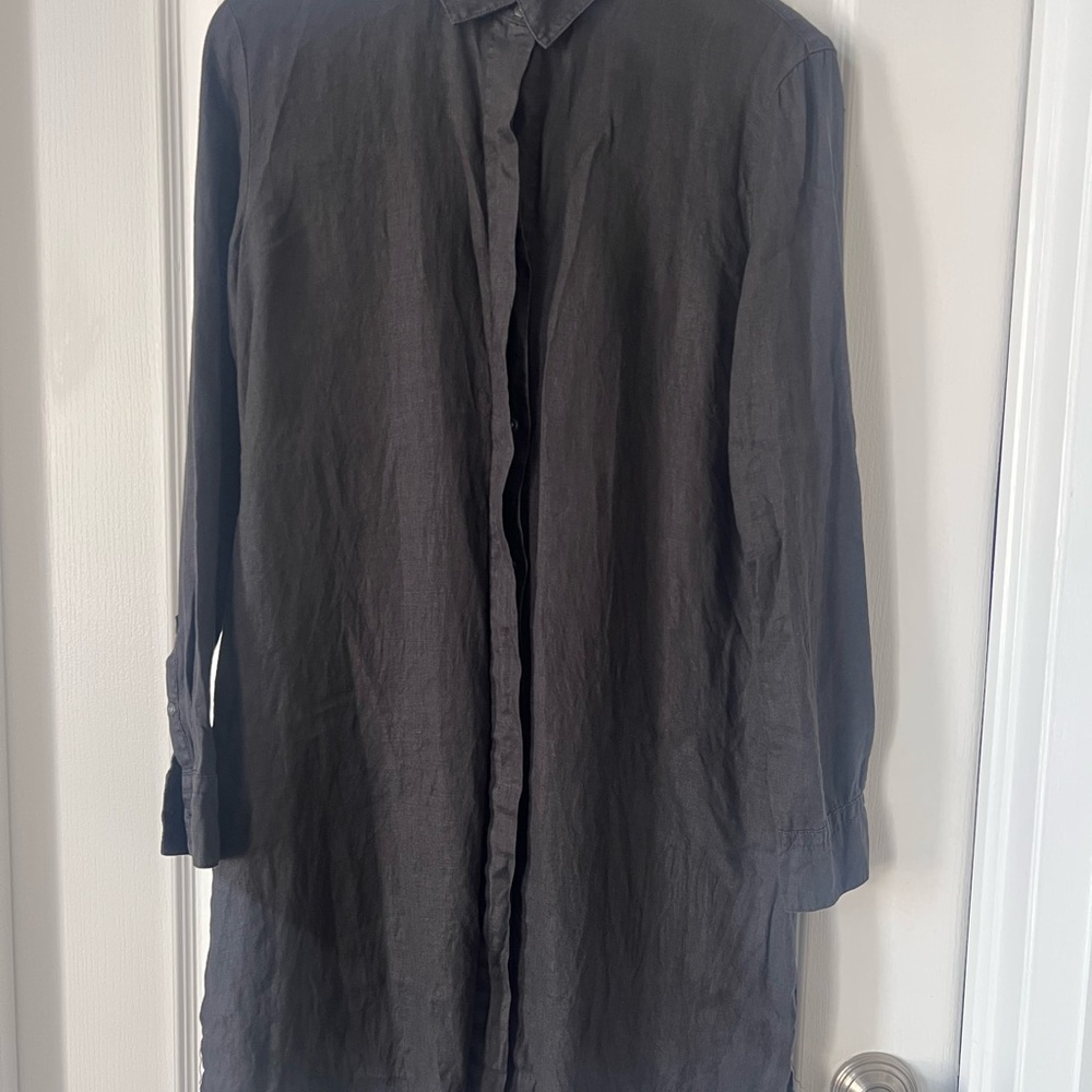 James Perse Lighweight Linen Shirt Dress - Picture 2 of 5